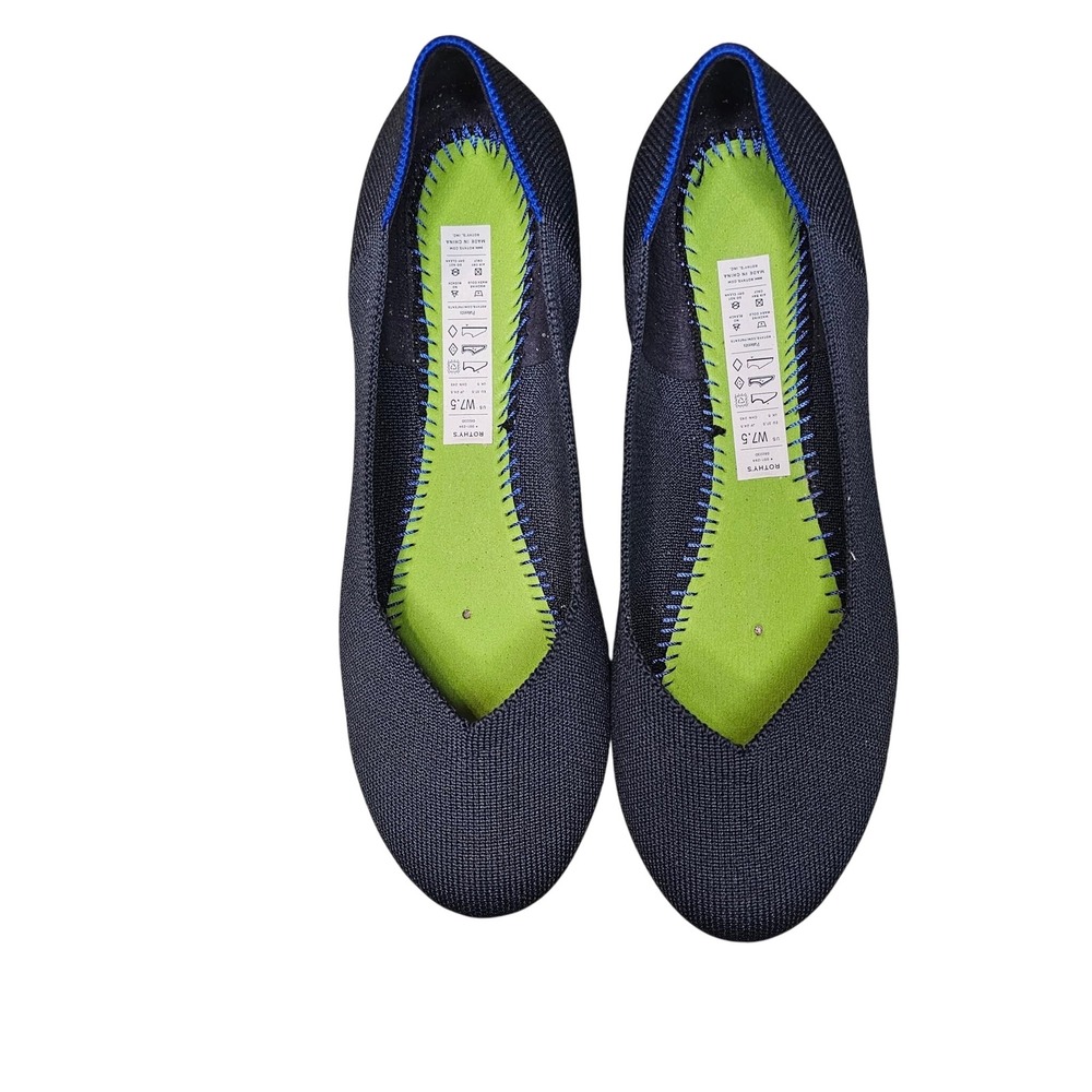 Rothy's The Flat Navy Blue Rounded Toe Knit Ballet Flats Comfortable Womens - Picture 8 of 11
